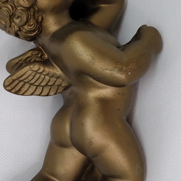 Vintage 1958 Universal Statuary Corp. Gold Cherub Angel Wall Hanging Decor - Picture 3 of 10
